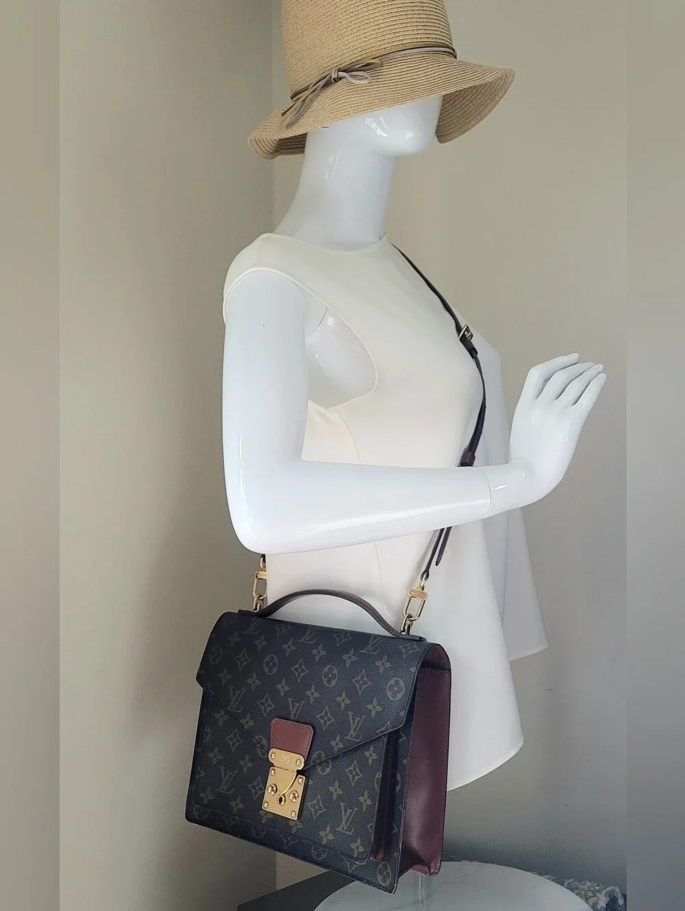 Louis Vuitton Monceau Monogram 28 Canvas Crossbody Shoulder Hand Bag Authentic